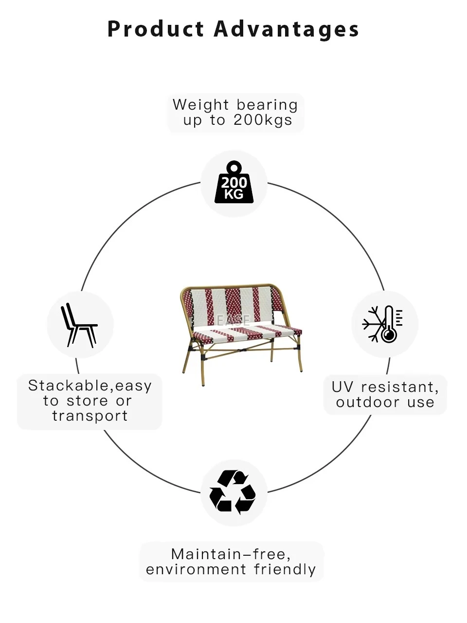 Customized Aluminum French Bistro Rattan Outdoor Sofas Customized Aluminum French Bistro Rattan Outdoor Sofas